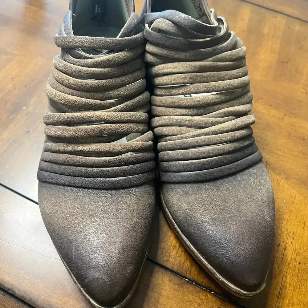 Dark Brown Distressed Free People Booties 38 - Picture 7 of 7